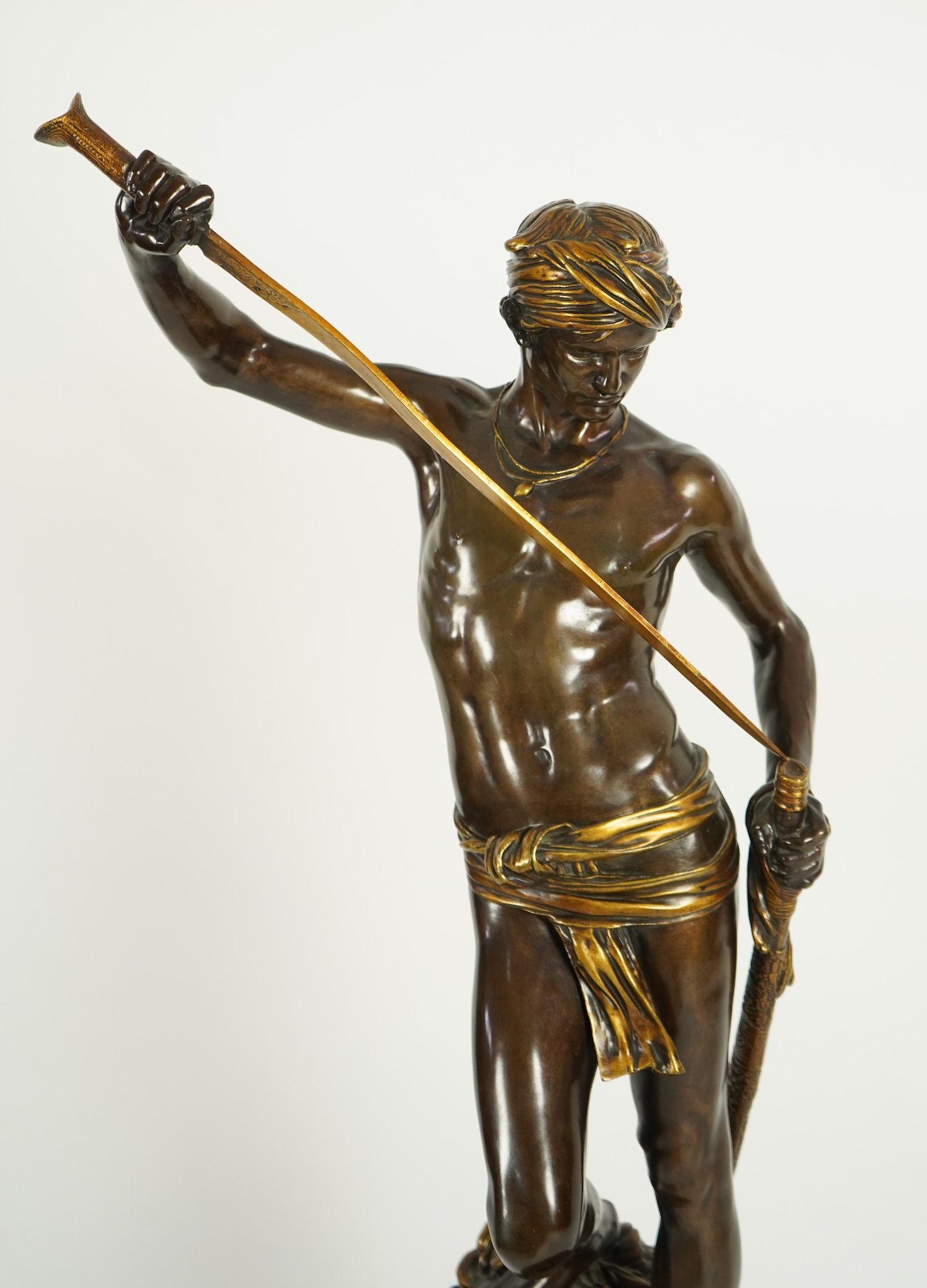 Marius-Jean-Antonin Mercie (1795-1875), A large bronze figure 'David vainqueur de Goliath'